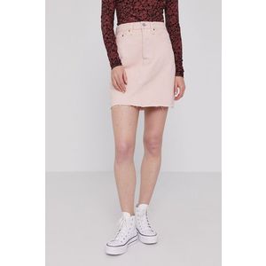 Rifľová sukňa Levi's ružová farba, mini, rovná vyobraziť