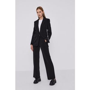 Nohavice Karl Lagerfeld dámske, čierna farba, široké, vysoký pás vyobraziť