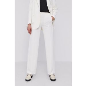 Nohavice Karl Lagerfeld dámske, krémová farba, široké, vysoký pás vyobraziť