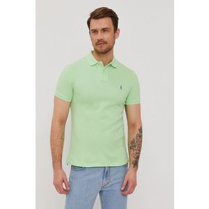 Polo tričko Polo Ralph Lauren pánske, zelená farba, jednofarebné vyobraziť