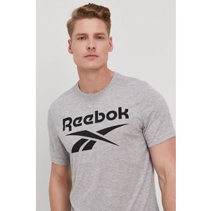 Tričko Reebok FK6216 pánske, šedá farba, s potlačou vyobraziť