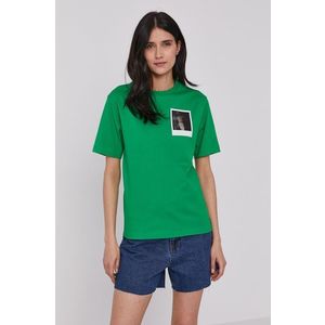 Tričko Lacoste x Polaroid dámske, zelená farba vyobraziť