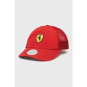 Čiapka Puma x Ferrari červená farba, s nášivkou vyobraziť
