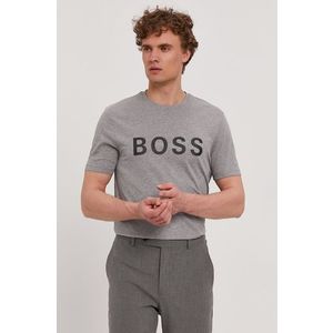 Tričko Boss pánske, šedá farba, s potlačou vyobraziť