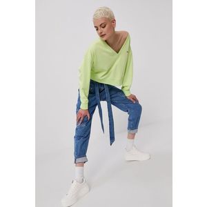 Mikina Tommy Jeans dámska, zelená farba, jednofarebná vyobraziť