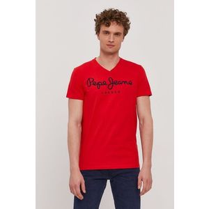 Tričko Pepe Jeans Original pánske, červená farba, s potlačou vyobraziť