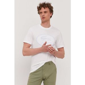 Tričko Lacoste pánske, biela farba, s nášivkou vyobraziť