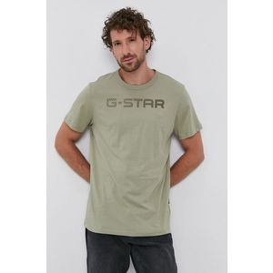 Tričko G-Star Raw pánske, zelená farba, s nášivkou vyobraziť