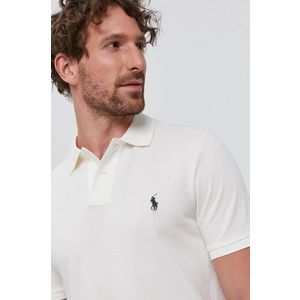 Polo tričko Polo Ralph Lauren pánske, biela farba, jednofarebné vyobraziť