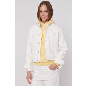 Rifľová bunda Polo Ralph Lauren dámska, biela farba, prechodná vyobraziť