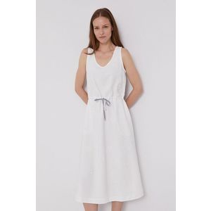 Šaty Tommy Hilfiger biela farba, midi, rovné vyobraziť