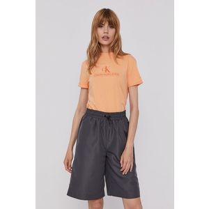 Tričko Calvin Klein Jeans dámske, oranžová farba vyobraziť