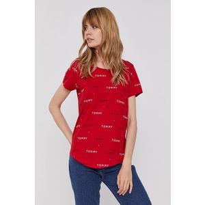Tričko Tommy Hilfiger dámske, červená farba vyobraziť