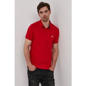 Polo tričko Emporio Armani pánske, červená farba, jednofarebné vyobraziť