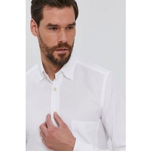 Bavlnená košeľa Emanuel Berg pánska, biela farba, slim, s golierom button-down vyobraziť