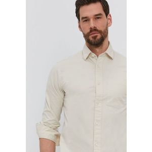Bavlnená košeľa Selected pánska, priehľadná farba, regular, s talianskym golierom vyobraziť