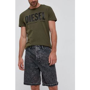 Rifľové krátke nohavice Diesel pánske, šedá farba vyobraziť
