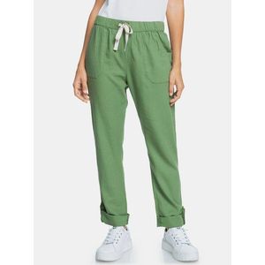 Zelené lnené nohavice s vreckami Roxy vyobraziť