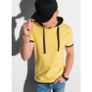 Trendové žlté tričko s kapucňou S1376 vyobraziť