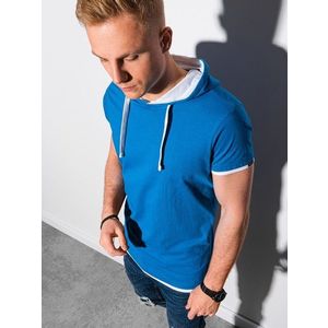 Trendové modré tričko s kapucňou S1376 vyobraziť