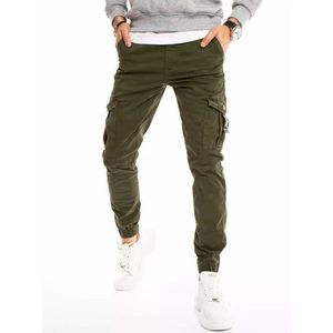 Trendové kapsáčové nohavice v khaki farbe vyobraziť
