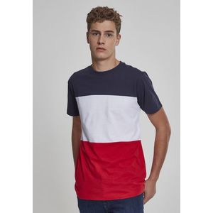 Pánske tričko URBAN CLASSICS Color Block Tee firered/navy/white Veľkosť: XL, Pohlavie: pánske vyobraziť
