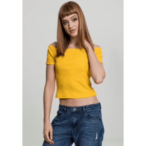 Dámske tričko Urban Classics Ladies Off Shoulder Rib Tee žlté Pohlavie: dámske, Size US: XL vyobraziť