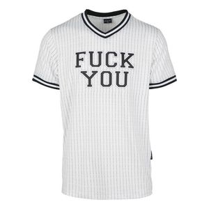 Pánske tričko MR.TEE Fuckyou Jersey Farba: wht/blk, Veľkosť: M vyobraziť