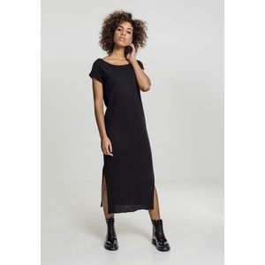 Dámske čierne šaty URBAN CLASSICS Ladies Slub Long Dress Veľkosť: L vyobraziť