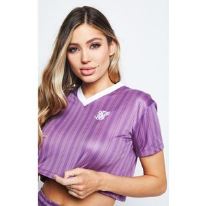 SIK SILK Dámske tričko SikSilk Stripe Print Crop purple Veľkosť: S vyobraziť