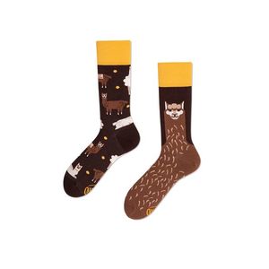 Hnedo-žlté ponožky Fluffy Alpaca vyobraziť