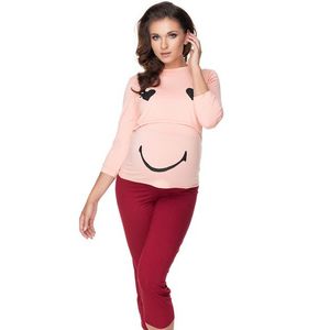 Bordovo-ružové tehotenské pyžamo 0151 vyobraziť