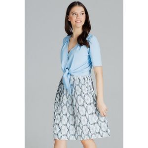 Sivo-modrá vzorovaná midi sukňa L078 vyobraziť