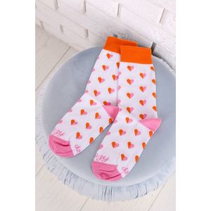 Ružovo-oranžové vzorované ponožky Srdiečka vyobraziť