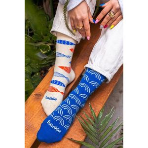 Béžovo-modré ponožky Rybana vyobraziť