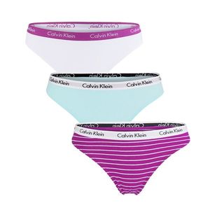 CALVIN KLEIN - 3PACK Cotton stretch plum stripes dámske nohavičky - special limited edition-S vyobraziť