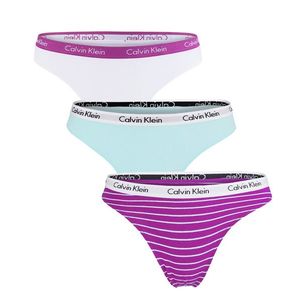 CALVIN KLEIN - 3PACK Cotton stretch plum stripes dámske tangá - special limited edition-XL vyobraziť