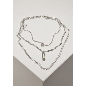 Urban Classics Safety Pin Layering Necklace silver - One Size vyobraziť