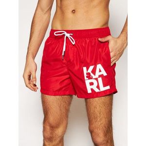 KARL LAGERFELD Plavecké šortky Classic KL21MBS02 Červená Regular Fit vyobraziť