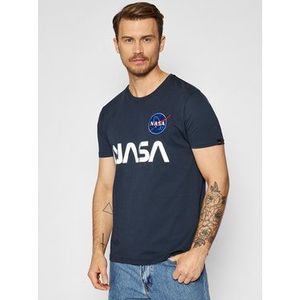 Alpha Industries Tričko Nasa Reflective 178501 Tmavomodrá Regular Fit vyobraziť