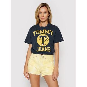 Tommy Jeans Tričko Bxy Crop Cracked Logo DW0DW09817 Tmavomodrá Cropped Fit vyobraziť