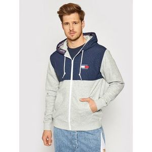 Tommy Jeans Mikina Contrast DM0DM10717 Sivá Regular Fit vyobraziť