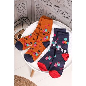 Viacfarebné ponožky Lora Bamboo Party Cat Socks in a Bag - dvojbalenie vyobraziť