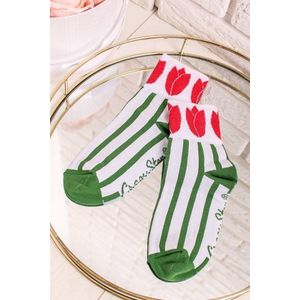 Zeleno-biele ponožky Tulipán vyobraziť
