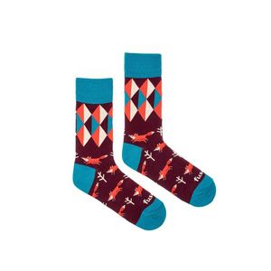 Modro-bordové vzorované ponožky Lišiak vyobraziť