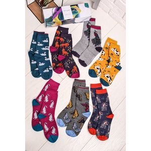 Viacfarebné ponožky v darčekovej krabičke Idony Bamboo Animal Socks - sedembalenie vyobraziť