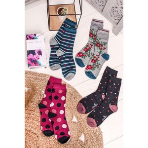 Viacfarebné ponožky v darčekovej krabičke Mariot Bamboo Floral & Spot Socks - štvorbalenie vyobraziť