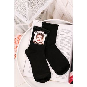 Dámske čierne ponožky s potlačou Pin-Up-Print S40 vyobraziť