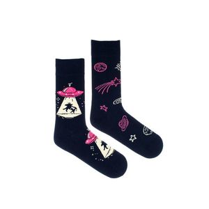 Čierne-ružové vzorované ponožky UFO vyobraziť