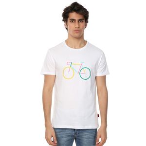 Pánkse biele bavlnené tričko Bike JFTLW04 vyobraziť